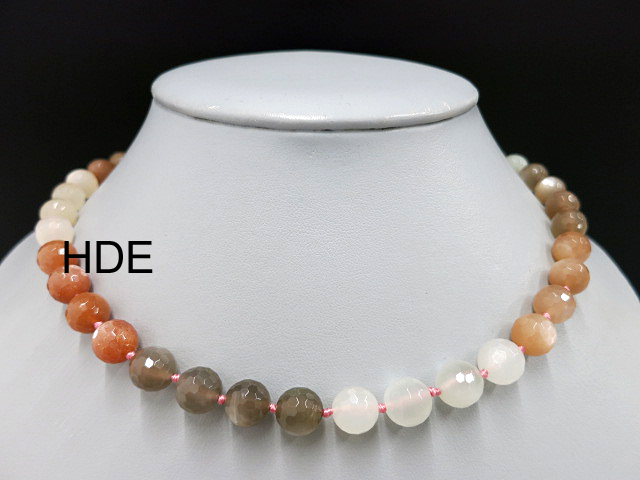 2x4 Mm Rose Jade Facettierte Runde Edelsteine Perlen Halskette Silber