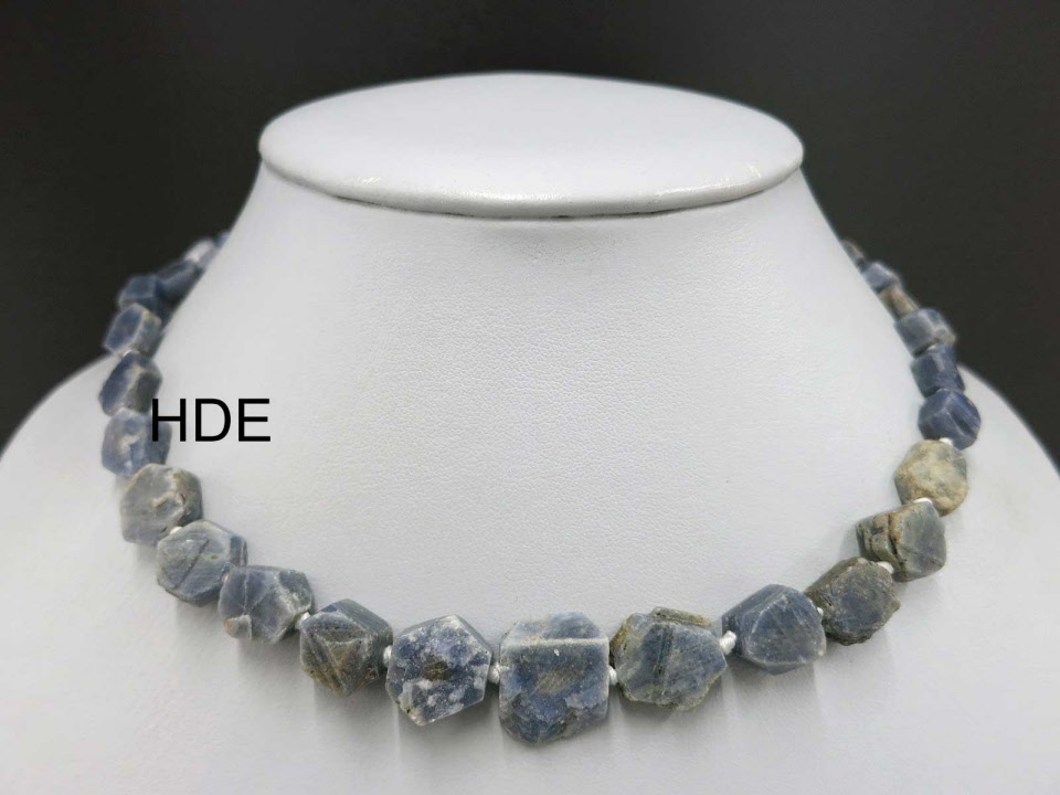Erstellt Blau & Weiß Saphir Anhänger Halskette .925 Silber