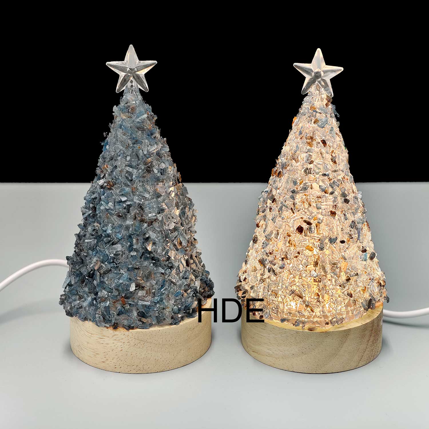 Lampe Weihnachtsbaum mit Apatit Chips, ca. 13 cm hoch