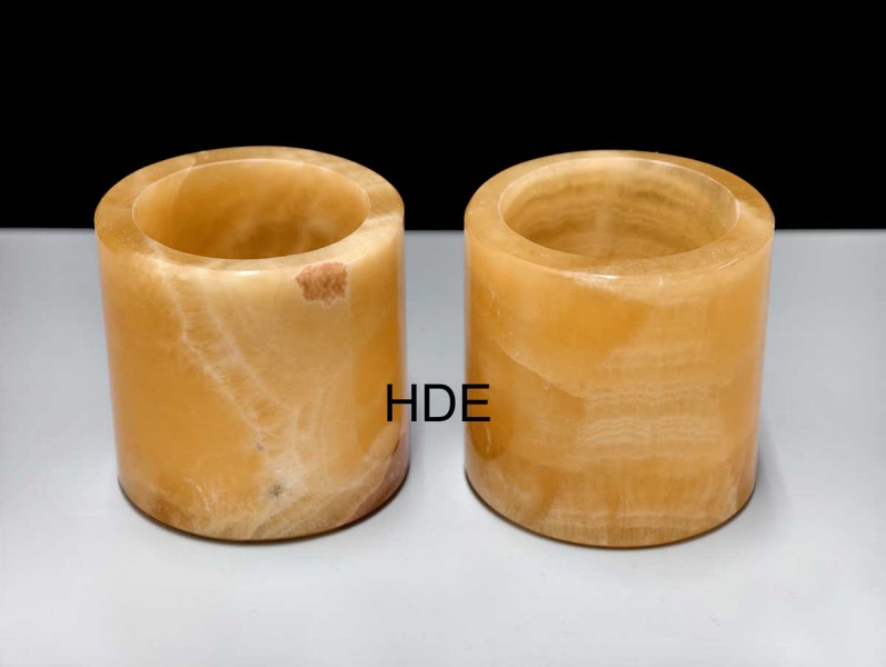 Orange Calcit Windlicht Zylinder poliert, ca 60 x 60 mm hoch